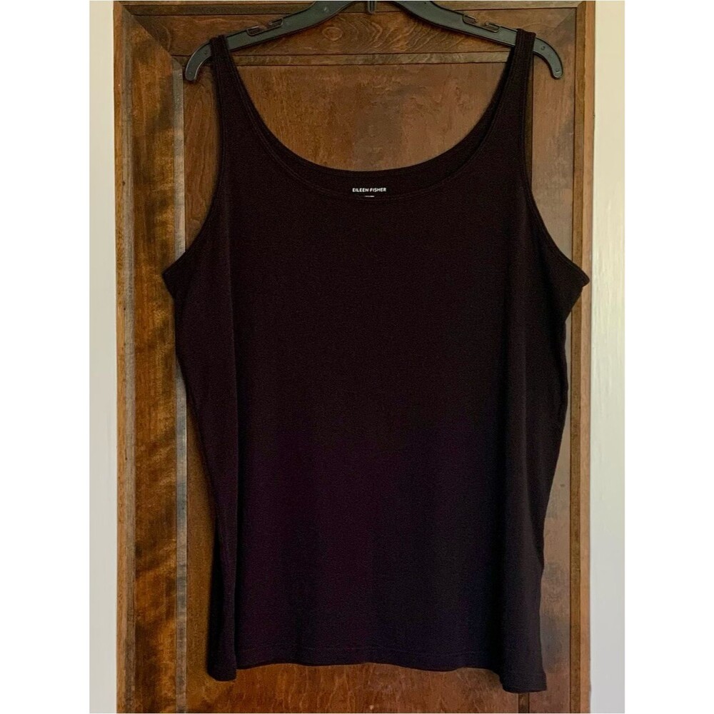 Eileen Fisher Black Tank Top Size 2X Organic Cotton Excellent Condition